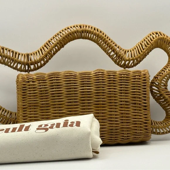 NWT Cult Gaia Elsa Natural Clutch Tan - Picture 2 of 6